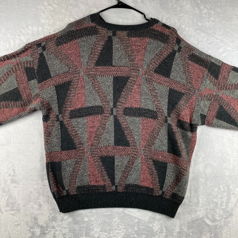 Vintage Jantzen Sweater Men XL Colorful Geometric Knit Crew Pullover Made in USA - Picture 5 of 7